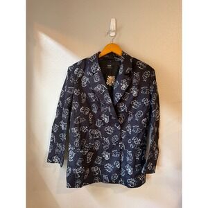 Lala. Zodiac Print Blazer Women Small Black White Celestial Double Breasted NWT